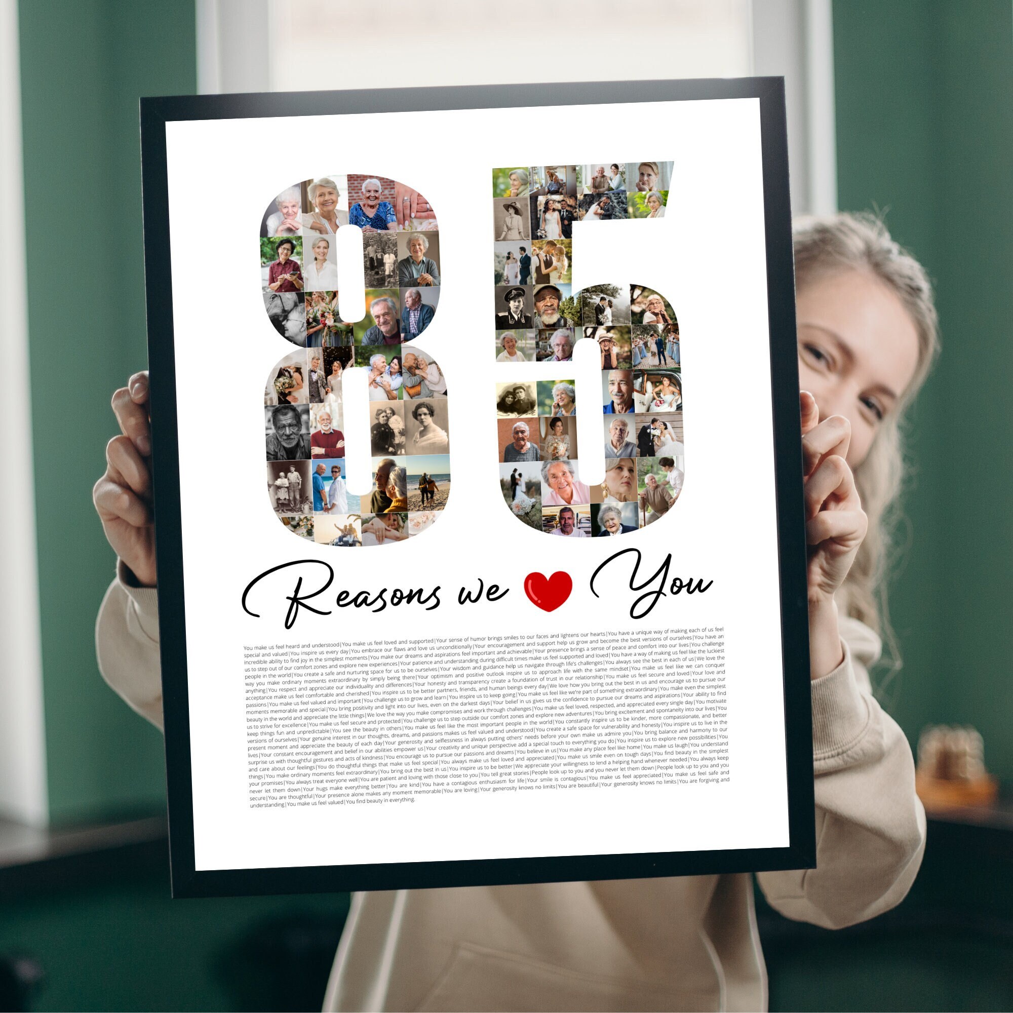 85 redenen waarom we van je houden 85e verjaardag fotocollage sjabloon 85e verjaardagscadeau voor oma 85e verjaardagscadeau voor opa canvasjabloon