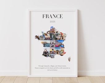 France Map Photo Collage Canva Template Travel Photo Collage France Picture Collage Travelers Photo Display Travel Photo Poster