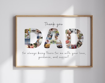 Sjabloon fotocollage Vaderdag Vaderdagcadeaus van dochter Afdrukbaar cadeau voor papa Fotocollage Gepersonaliseerde cadeau voor papa Canva DIY