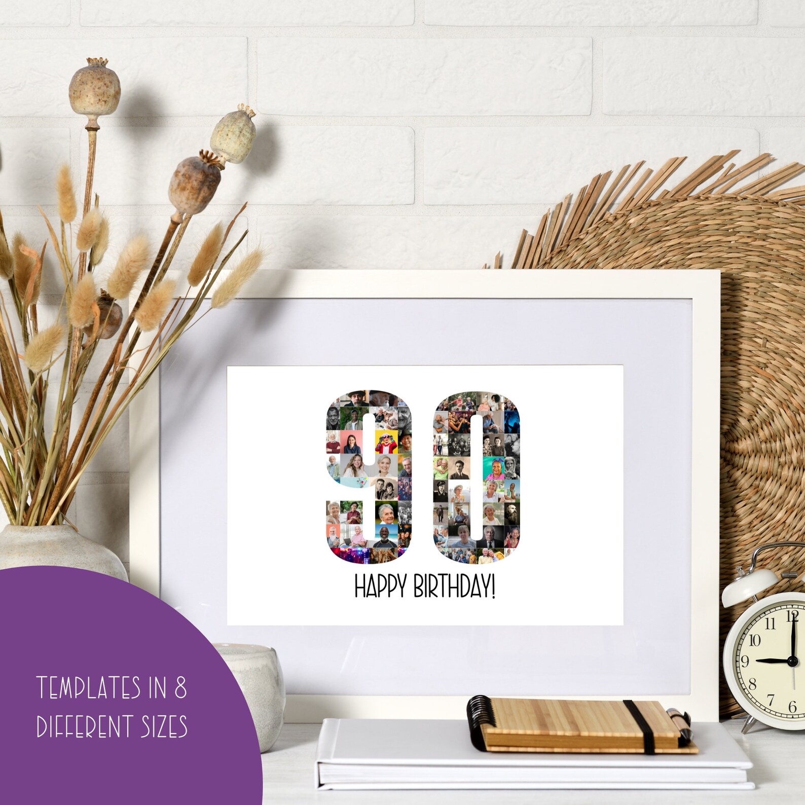 90th Birthday Photo Collage Template 90th Birthday Gift for Dad Gifts ...