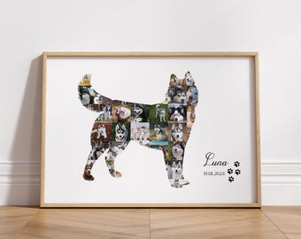 Personalised Pet Photo Collage Template Husky Dog Photo Collage Husky Gift Custom Pet Memorial Gift Dog Huskie Dog Mom Gift Husky Art