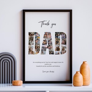 Plantilla de collage de fotos personalizado para el Día del Padre en Canva Collage personalizado para papá Collage de letras imprimible para el Día del Padre Regalo de los niños