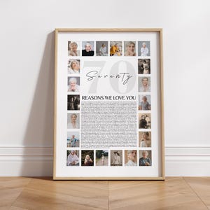 70 Reasons We Love You Photo Collage Canva Template 70th Birthday Picture Collage Gift For Grandma Custom Gift For Grandpa Printable Collage
