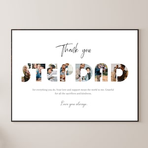 Plantilla de lienzo para collage de fotos de padrastro Regalo personalizado para padrastro para el Día del padre Collage de fotos Regalo del Día del Padre de niños a padrastro
