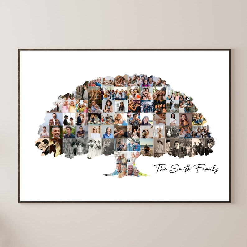 Family Tree Photo Collage Canva Template Family Photo Gift for Mom ...