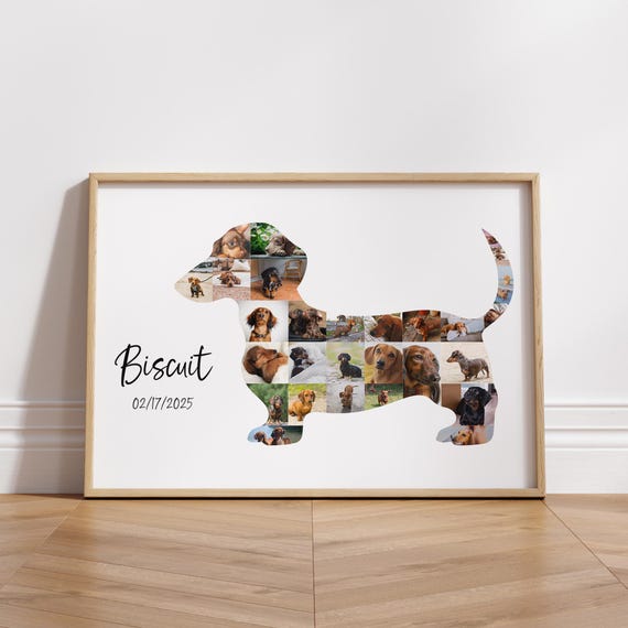 Dachshund Memorial Gift Weiner Dog Photo Collage Canva Template Dachshund Photo Banner Custom Dachshund Picture Collage Weenie Dog Gift