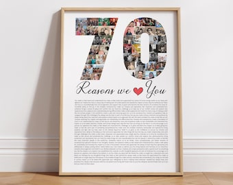 70 redenen waarom we van je houden fotocollagesjabloon 70e verjaardagscadeau vrouw 70e verjaardagscadeau voor mannen 70e verjaardagscadeau voor oma Moederdag