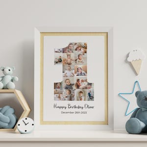 Modello di collage fotografico del primo compleanno Canva Collage del primo compleanno per un ragazzo Regalo digitale per il compleanno di un anno Regalo fotografico del primo compleanno del ragazzo