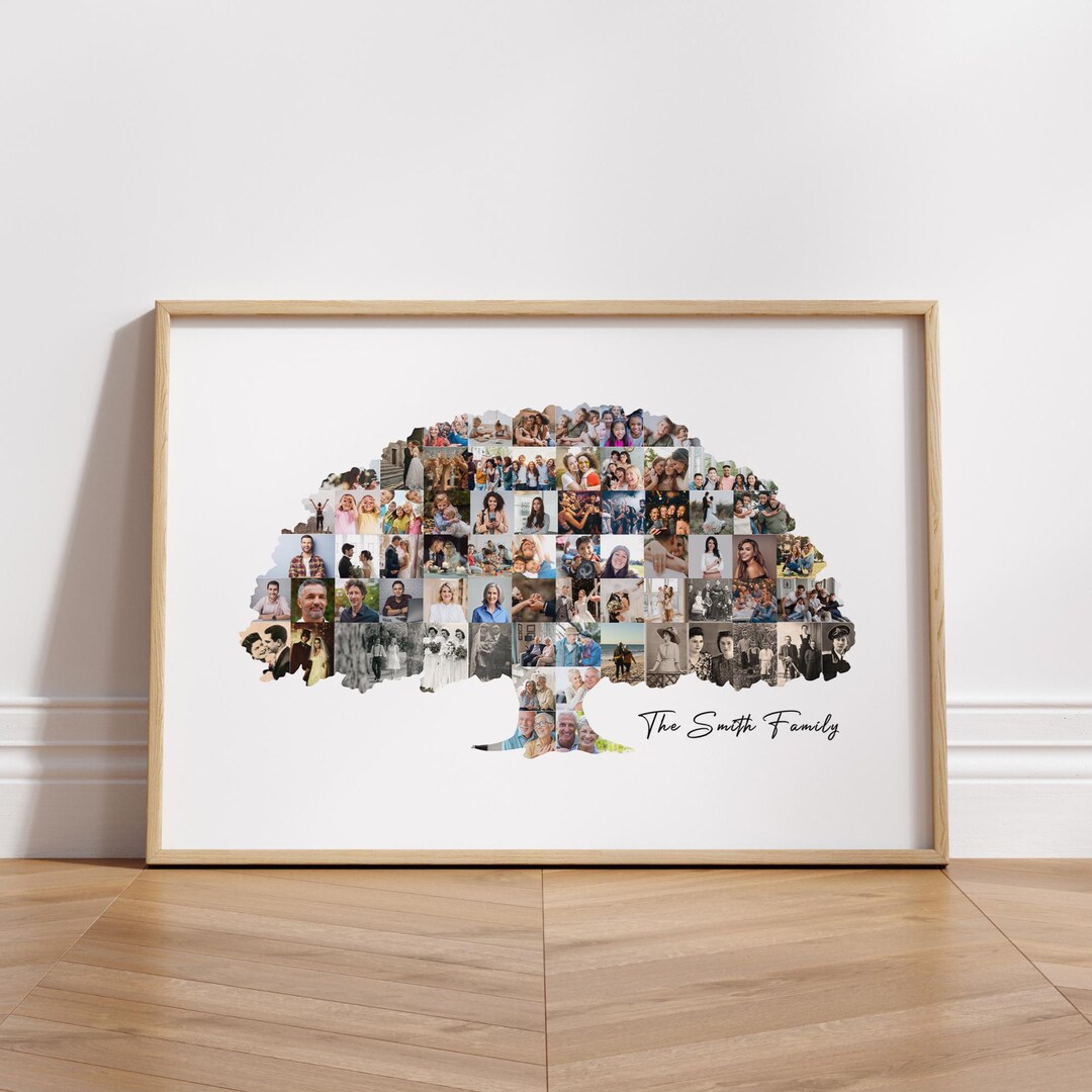 Family Tree Photo Collage Canva Template Family Photo Gift for Mom ...