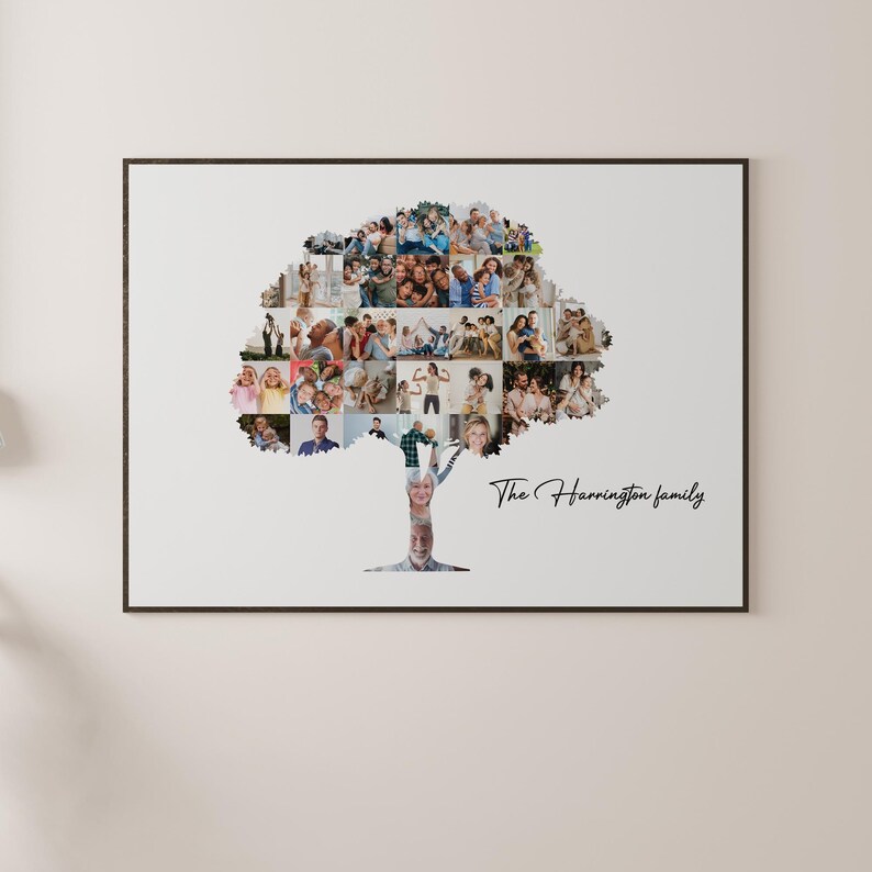 Custom Family Tree Photo Collage Canva Template Printable Family Tree ...