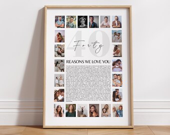 40e verjaardag fotocollage canvassjabloon 40e verjaardag fotocollage 40e verjaardag cadeau voor man 40 redenen waarom we van je houden afdrukbare kunst
