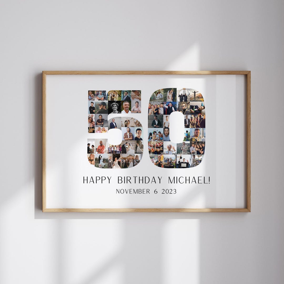 50th Birthday Photo Collage Template Number Photo Collage 50th ...