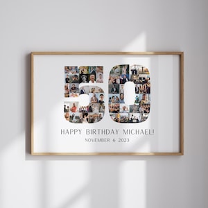 50th Birthday Photo Collage Template Number Photo Collage 50th Anniversary Gift Custom 50th Birthday Collage Photo Collage Number Canva DIY
