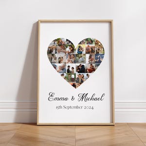 Heart Shaped Photo Collage Template Printable Heart Collage Poster Valentines Day Picture Collage Couples Collage Customized Love Gifts