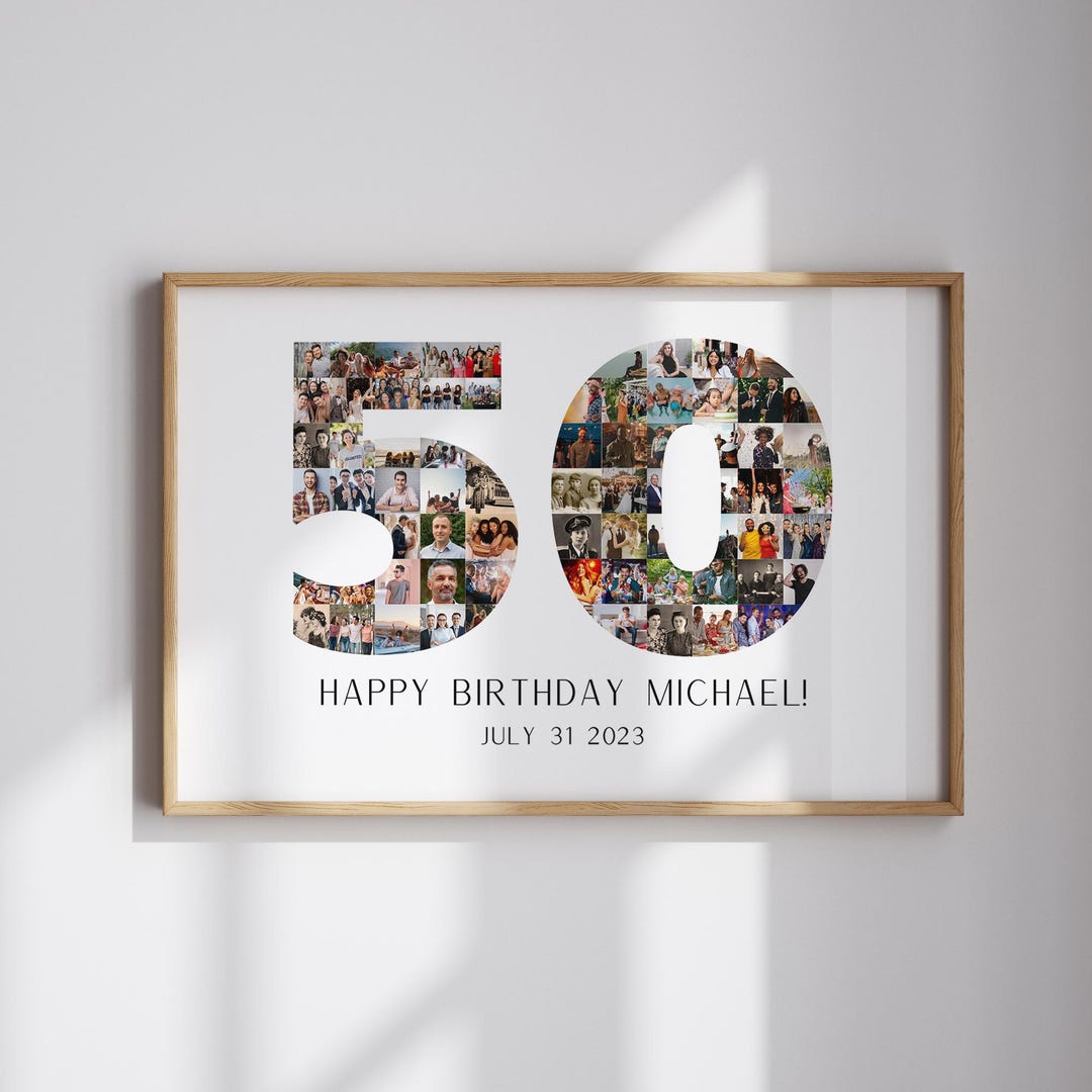 50th Birthday Photo Collage Canva Template Number Photo Collage Custom ...