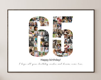 Custom 65th Birthday Photo Collage Template 65th Anniversary Gift 65 Years Old Birthday Gift For Her 65th Birthday Gifts For Women Printable