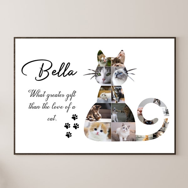 Cat Photo Collage Canva Template Cat Picture Frame Cat Lover Gift Pet Photo Collage Cat Memorial Collage Custom Cat Collage Custom Cat Gift