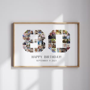 80th Birthday Photo Collage Template 80th Birthday Gift for Grandma Custom 80th Birthday Picture Collage Gift For Grandpa Canva Template DIY