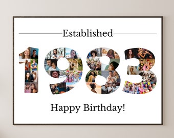 40th Birthday Photo Collage Template Born In 1983 Photo Collage Birthday Gift for Him Personalised Gift for Dad Birthday Gift for Mom Custom