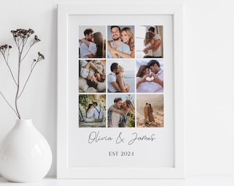 Couple Photo Collage Canva Template Custom Picture Collage Gift for Boyfriend Custom Photo Collage Printable Anniversary Photo Collage Gift