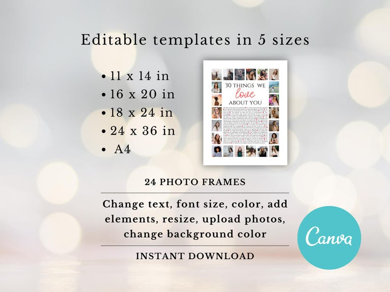30th Birthday Photo Collage Canva Template 30 Reasons Why We Love You