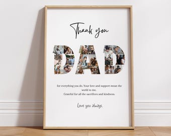 Pappa fotokollage Canva mall Redigerbart fars dag-bildkollage Fars dag-fotopresent till pappa från barn Anpassat pappakollage DIY