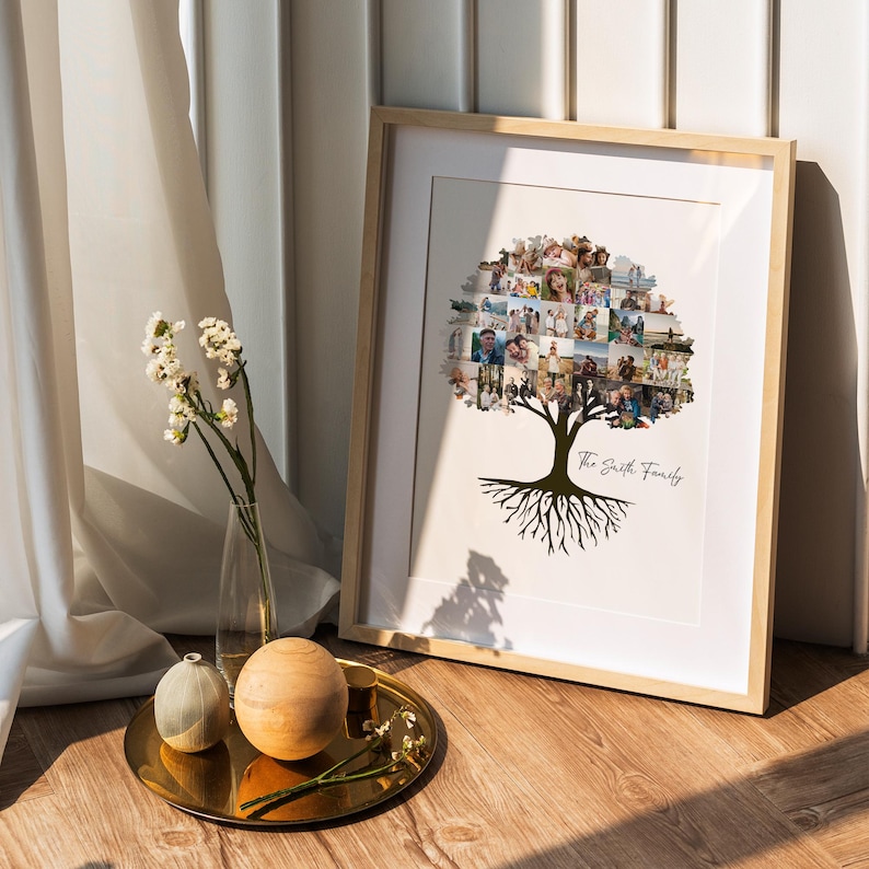 Printable Family Tree Photo Collage Canva Template Custom Family Tree ...