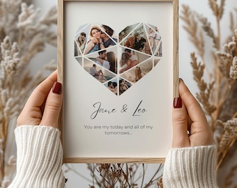 Heart Photo Collage Canva Template Personalized Valentine's Day Gift For Him Editable Diamond Heart Photo Collage Printable Heart Collage