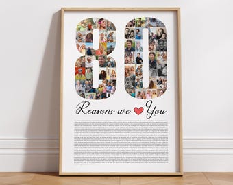 80th Birthday Photo Collage Template 80 Reasons We Love You 80th Birthday Gift For Women 80th Birthday Gift for Men  80th Birthday Gifts DIY