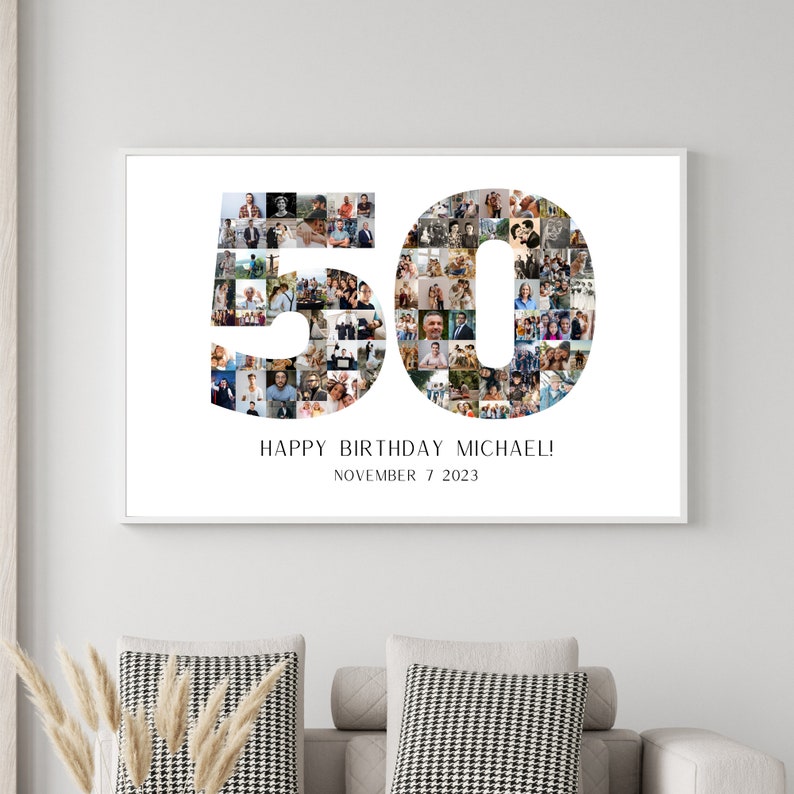 50th Birthday Photo Collage Canva Template Number Photo Collage 50th ...
