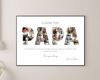 Papa Photo Collage Canva Template Editable Father's Day Photo Collage Gift For Papa Printable Fathers Day Gift Custom Gift For Dad