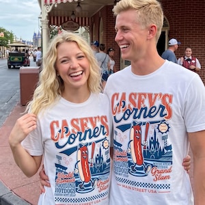 Casey's Corner Retro Shirt | Vintage Magic Kingdom Main Street USA Tee | Disney Snacks Baseball T-Shirt | Disney World Family Vacation