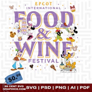EPCOT Food and Wine Festival PNG a sublimazione – Disney Chef Topolino e i suoi amici stampabili – Trasferimento a caldo per parchi a tema Bevande in tutto il mondo