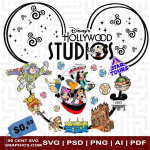 Hollywood Studios Shirt Disney Freizeitpark Sehenswuerdigkeiten Shirt Design - Toy Story, Mickey, Sorcerer Mickey & Star Tour Design