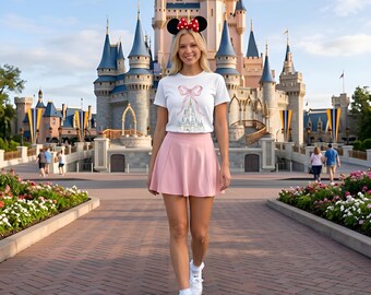 Princess Bows PNG Magical Castle Shirt Design Coquette Ribbon Front Back TShirt Graphic Watercolor Theme Park Vacation Digital Download
