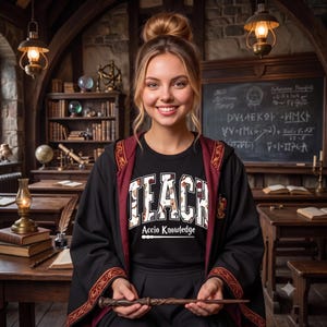 Teach Accio Knowledge PNG | Magical Teacher Sublimation Design | Wizard School DTF Transfer | Back to School Educator Shirt Digital Download