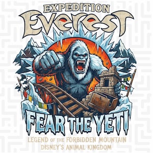 expedition everest png digital download, fear the yeti t-shirt design, animal kingdom sublimation file, retro roller coaster vacation graphic, forbidden mountain clipart, theme park souvenir, diy iron on transfer, custom family vacation apparel, vintage yeti illustration, coaster enthusiast gift, dtg printing graphic element, instant download, high resolution digital file, retro comic book style, wild safari vacation outfit, matching family trip graphics, mythical creature art
