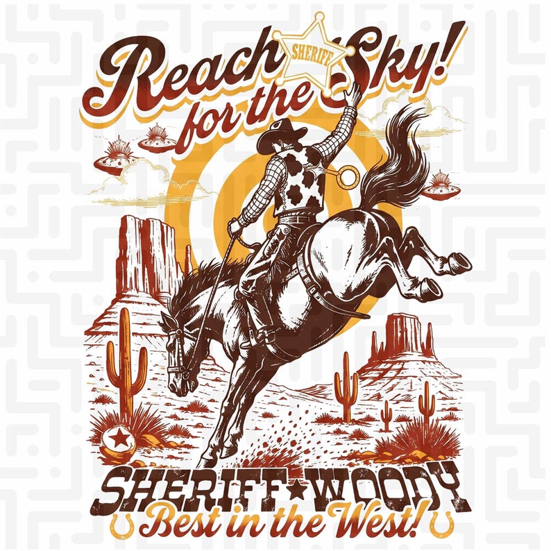Sheriff Woody PNG, Toy Story Sublimation, Reach For The Sky, Disney Vacation Tee, Toy Story Land DTF, Hollywood Studios, Best In The West, Toy Story Family, Disney World PNG, Pixar Cowboy Design, Disney Trip Transfer, Retro Disney Shirt, Digital Download, Bucking Bronco Graphic, Flying Saucer, Vintage Western Art, Toy Story Birthday, Disney Bound Outfit, Retro Theme Park Tee, Sublimation Design File, DTF Transfer Print, Sheriff Badge PNG, Andys Room Toys, Toy Story Party, Disney Sublimation