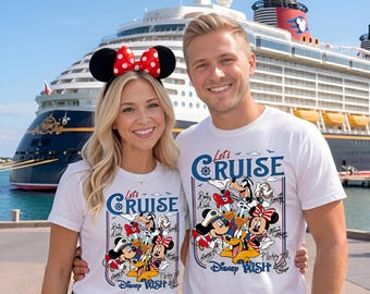 Let's Cruise Disney Wish PNG, Family Vacation Cruise T-Shirt Design, Mickey And Friends Sublimation Graphic, Nautical Cruise Download PNG