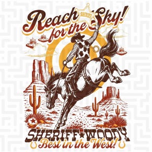 Sheriff Woody PNG, Toy Story Sublimation, Reach For The Sky, Disney Vacation Tee, Toy Story Land DTF, Hollywood Studios, Best In The West, Toy Story Family, Disney World PNG, Pixar Cowboy Design, Disney Trip Transfer, Retro Disney Shirt, Digital Download, Bucking Bronco Graphic, Flying Saucer, Vintage Western Art, Toy Story Birthday, Disney Bound Outfit, Retro Theme Park Tee, Sublimation Design File, DTF Transfer Print, Sheriff Badge PNG, Andys Room Toys, Toy Story Party, Disney Sublimation