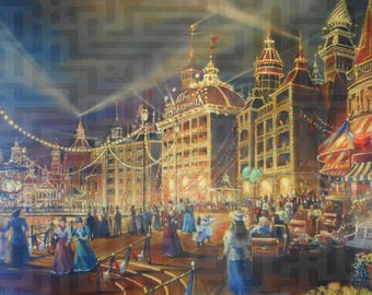 Disney Boardwalk Lobby Gilcee Print Vintage Disney Print Retro Disney Poster Disney Wall Decor Disney Resort Art Disney World Print Unique