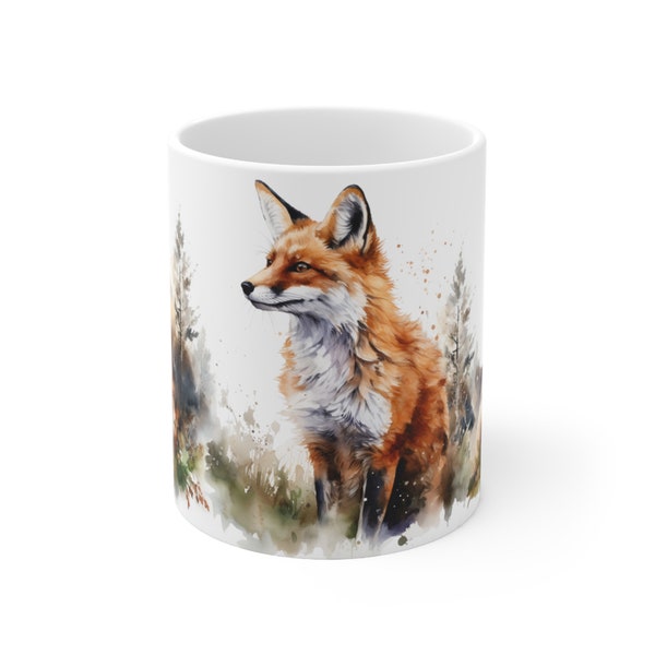 Fox Art Coffee Mug - Wildlife Ceramic Mug, Animal Lover Gift