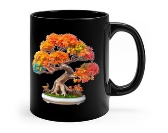 Colourful Autumn Bonsai Mug -11 oz Ceramic Cup :Beautiful Colorful Autumn Bonsai, Good Idea for Make a Gift, Perfect For Your Favorite Drink