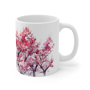 Watercolour Cherry Tree Mug - 11 oz Ceramic Mug: A Classic Bestseller, Perfect Gift for Who Loves the Spring and Ideal for Enjoy your Coffee