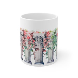 Watercolour Greek Ionic Column 11 oz mug : A Stunning Greek Inspired Mug Perfect for your Favourite Drink