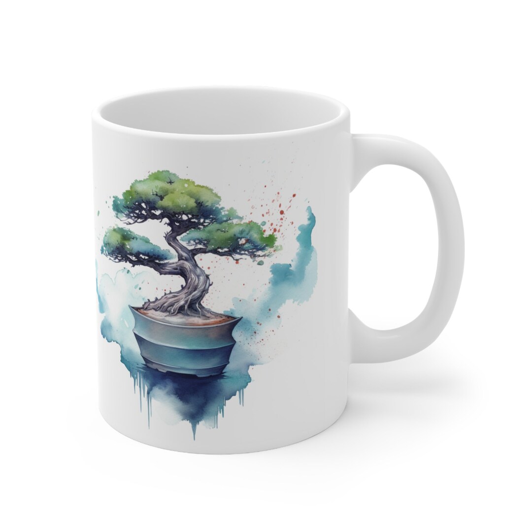 Watercolour Bonsai Coffee Cup 11 Oz Graphic Art Mug Watercolor Bonsai