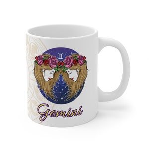 Gemini Zodiac Coffee Mug 11 oz , Zodiac Personality Traits : A Beautiful Artistic Design ,Perfect for your Drink and Best Gift Idea