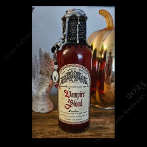 Vampire Blood Potion Bottle - Halloween Decor, Dark Academia Elixir, Gothic Apothecary, Witchy Shelf Bottle, Vampire Prop