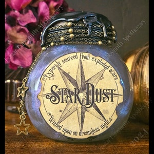 Color Changing Potion Bottle - Star Dust Light - Hidden Message Steampunk Elixir, Celestial Apothecary, Witchcore Shelf Prop, Fantasy Decor