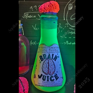 Glow in the Dark Brain Juice Potion: Mad Scientist Halloween Decor